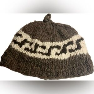 Cowichan Style Brown and Cream Knit Hat / Toque